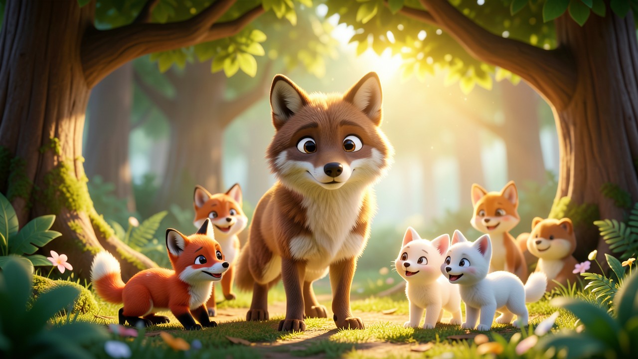 L'histoire de loup gentil et le petit renard perdu