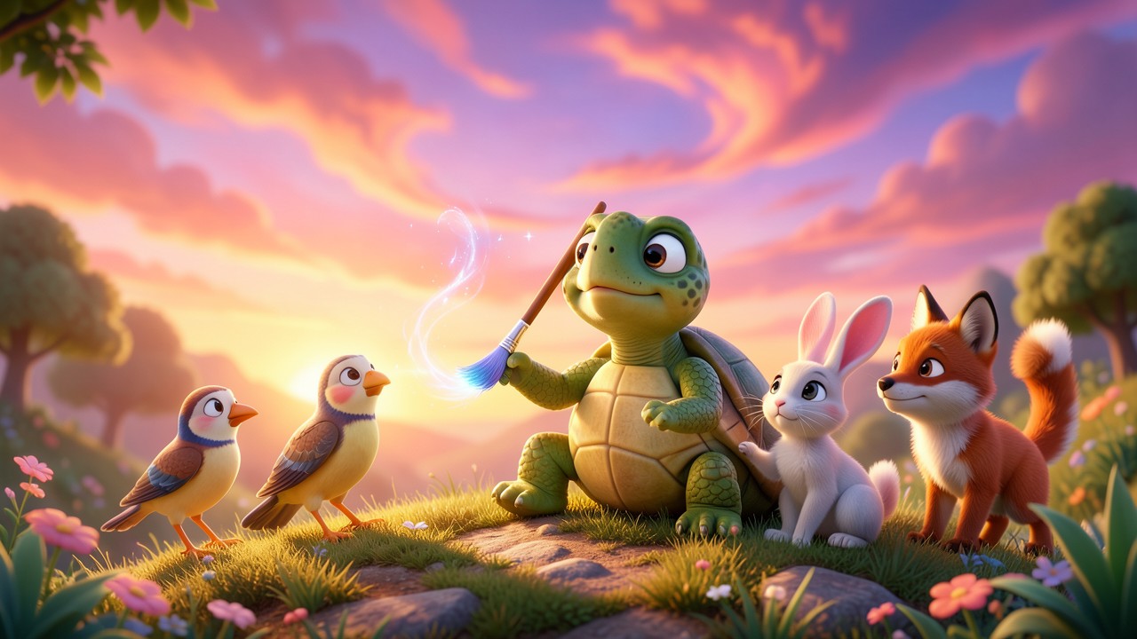 Cuentos para niños de 11 años: La tortuga que pintaba el cielo
