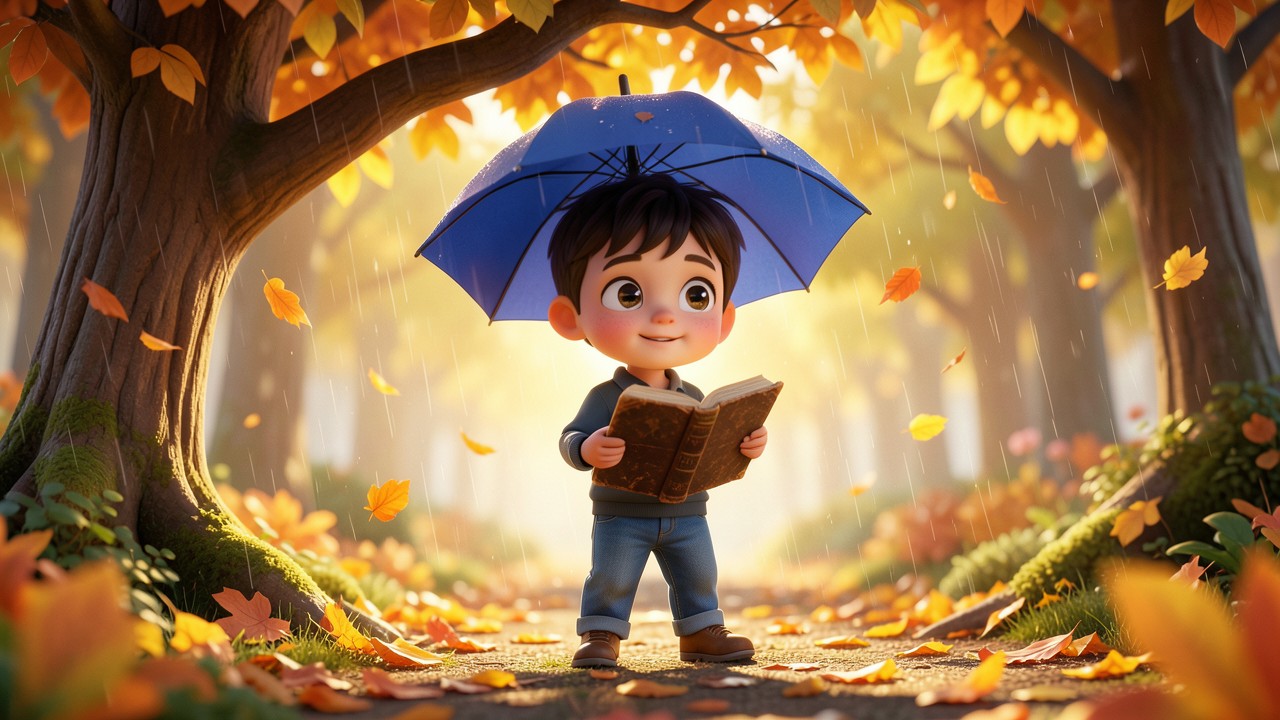 Un andersen conte sous la pluie d'automne