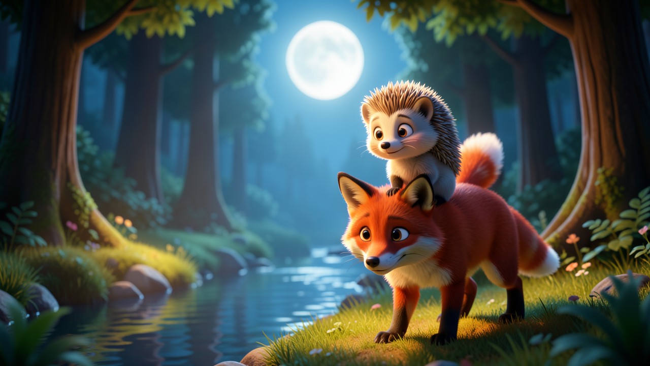 A Small Story About Animals in the Moonlit Forest