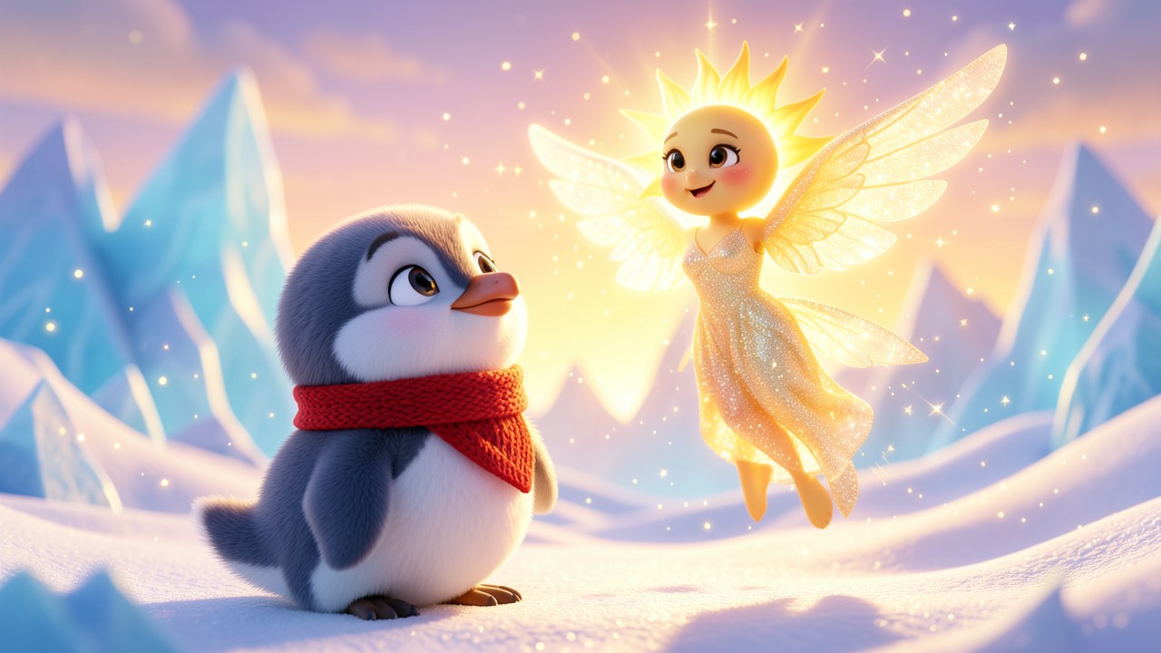 Storia per bambini di 5 anni: La Fata del Sole e il Piccolo Pinguino