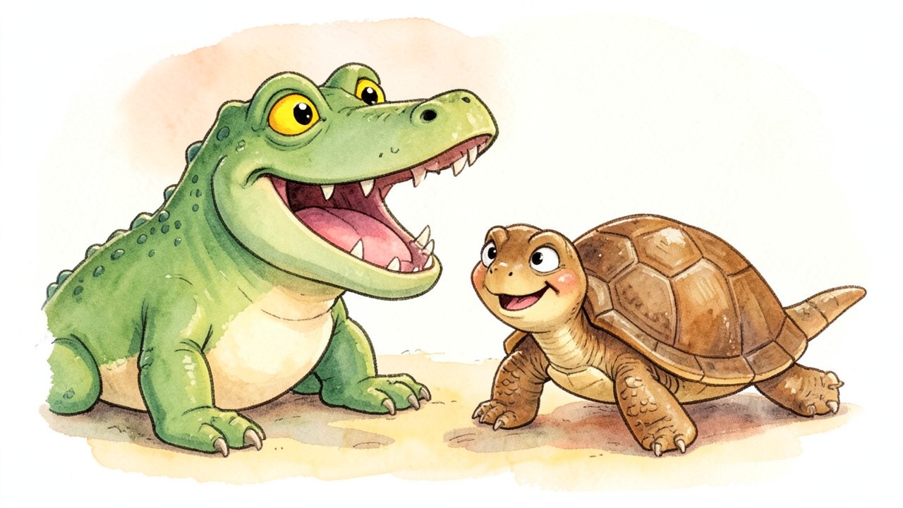 El cocodrilo y la tortuga valiente