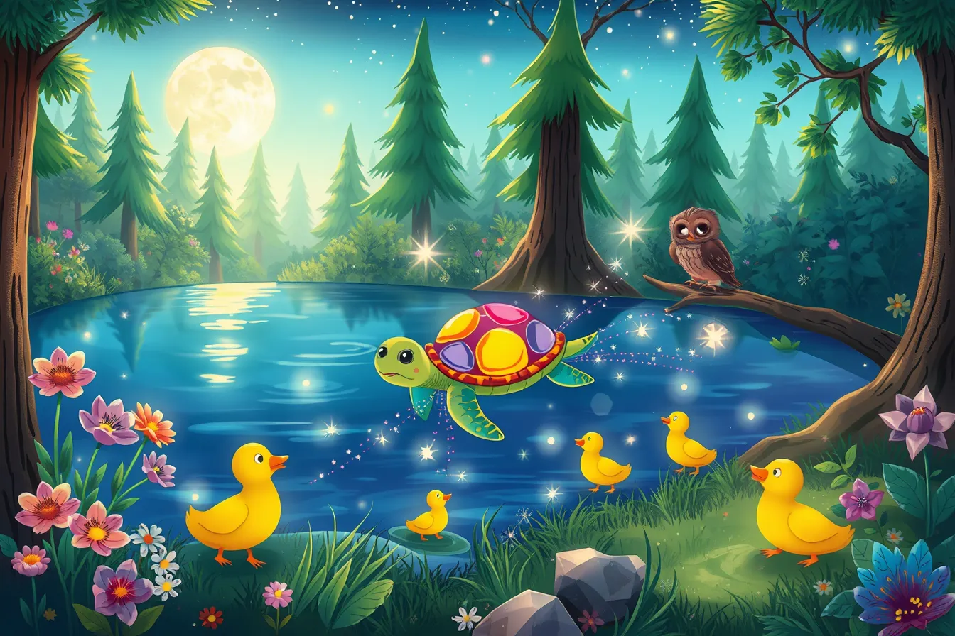La Tortuga Arcoíris y la Magia del Lago Espejo