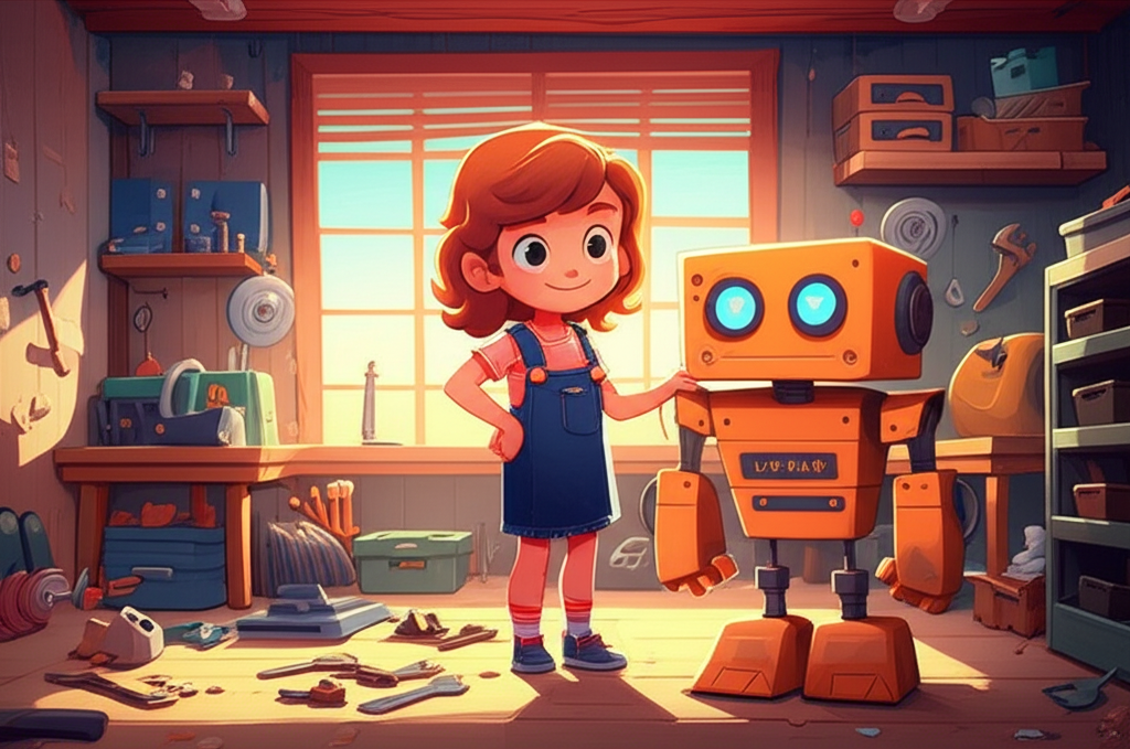 La Aventura Tecnológica de Sofía y el Robot Creativo
