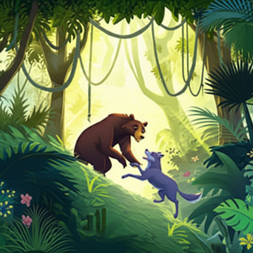 "Oso Bernardo y el Lobo Perdido en la Jungla Esmeralda"