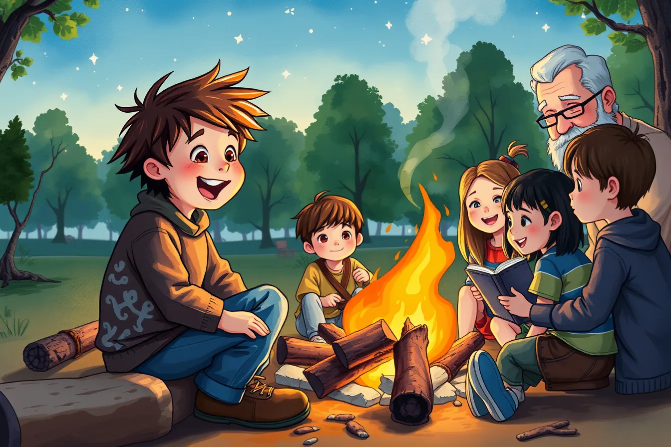 Las Aventura de Aukan en el Fuego de Campamento
