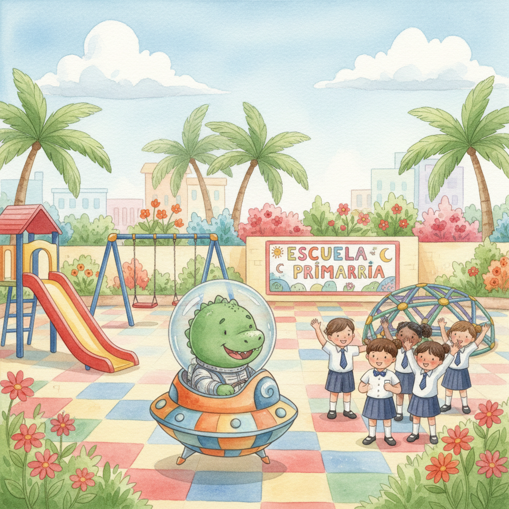 ¡Un Dinosaurio Espacial en el Recreo de Angüés!
