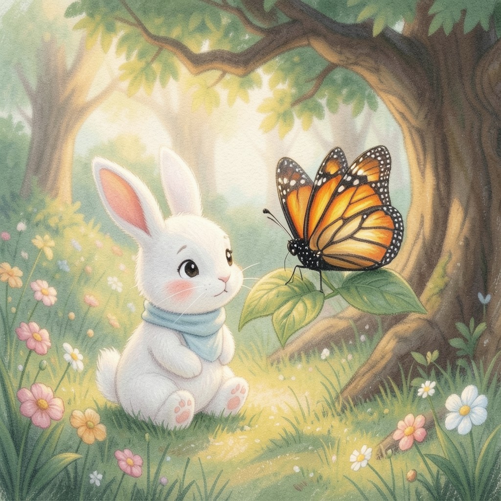 El conejo y la mariposa - ilustración 1