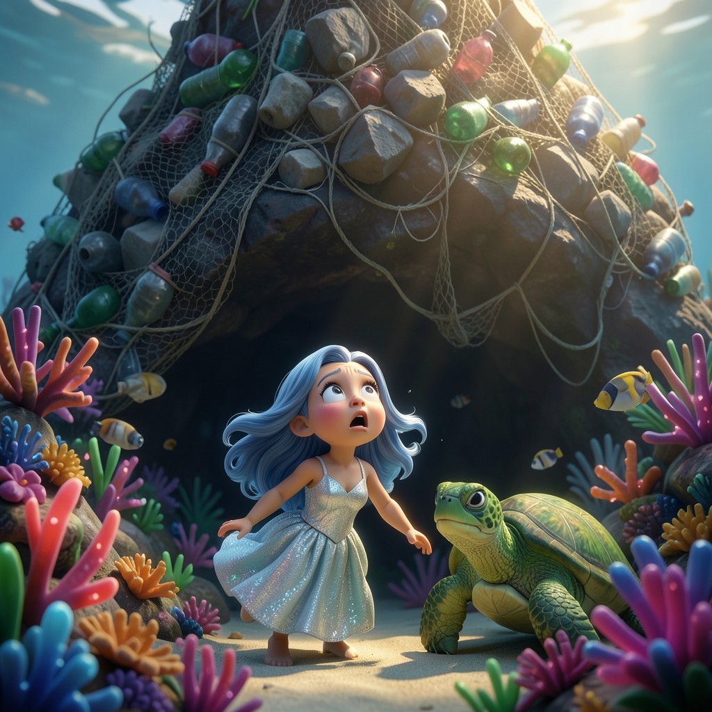 Marina y el Gigante de Plástico: El Rescate del Reino de Coral - ilustración 1