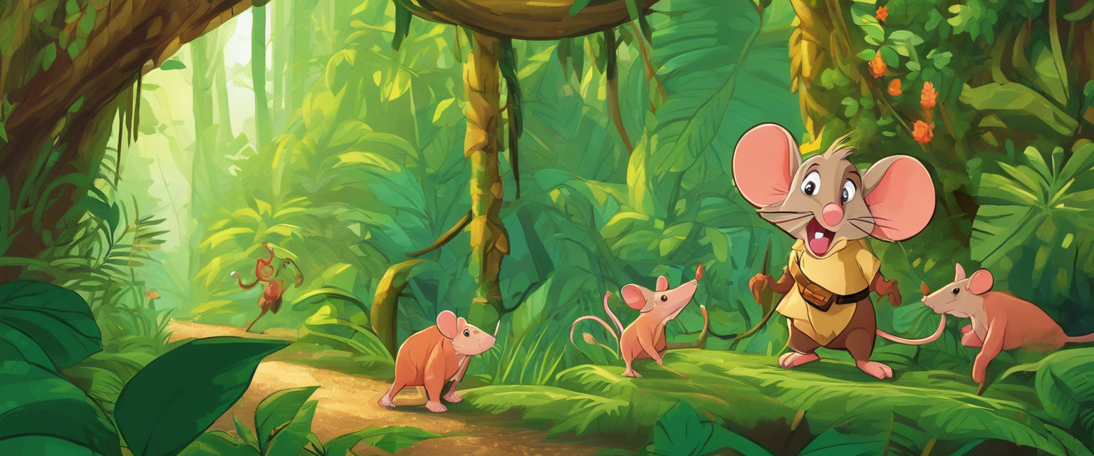 El recorrido divertido de Roberto el ratón en la selva