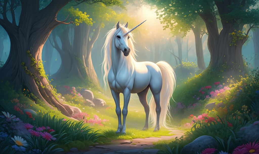 El Unicornio Blanco y el Secreto del Bosque Brillante