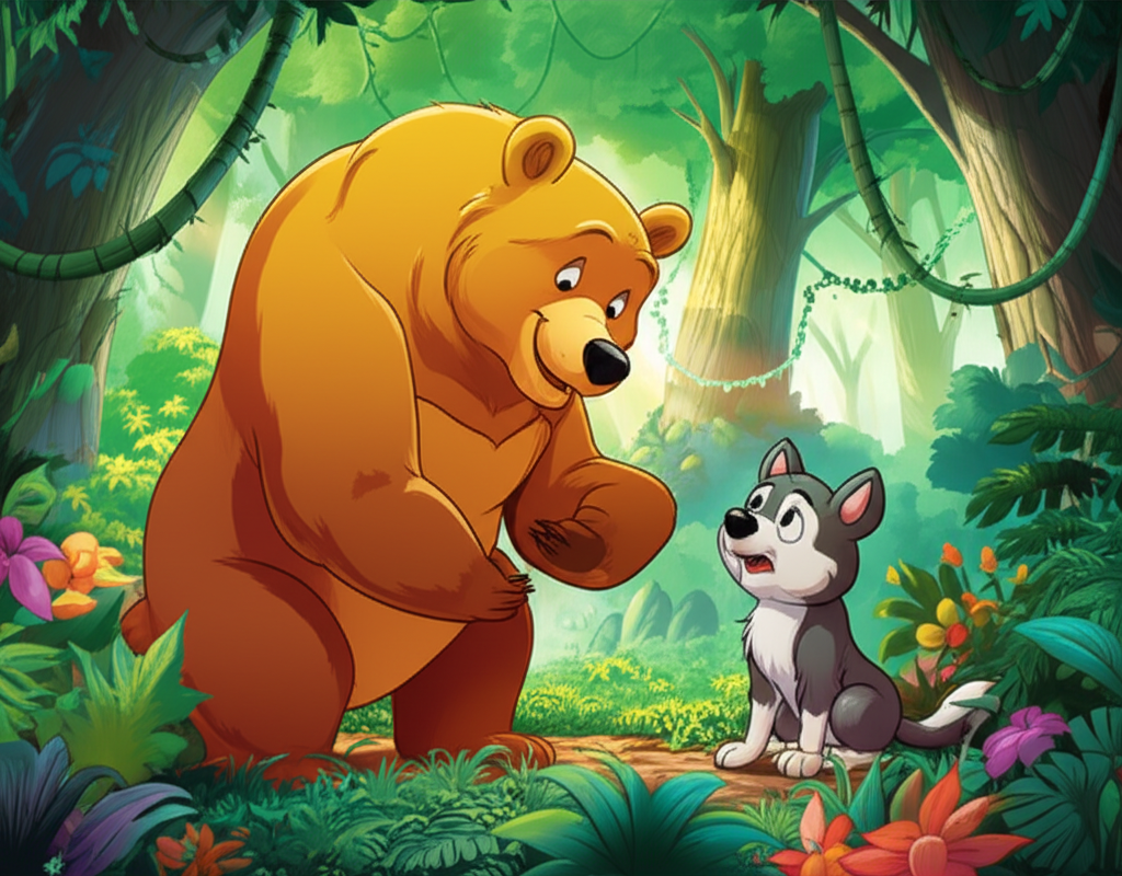 "Oso Bernardo y el Lobo Llorón de la Jungla Esmeralda"