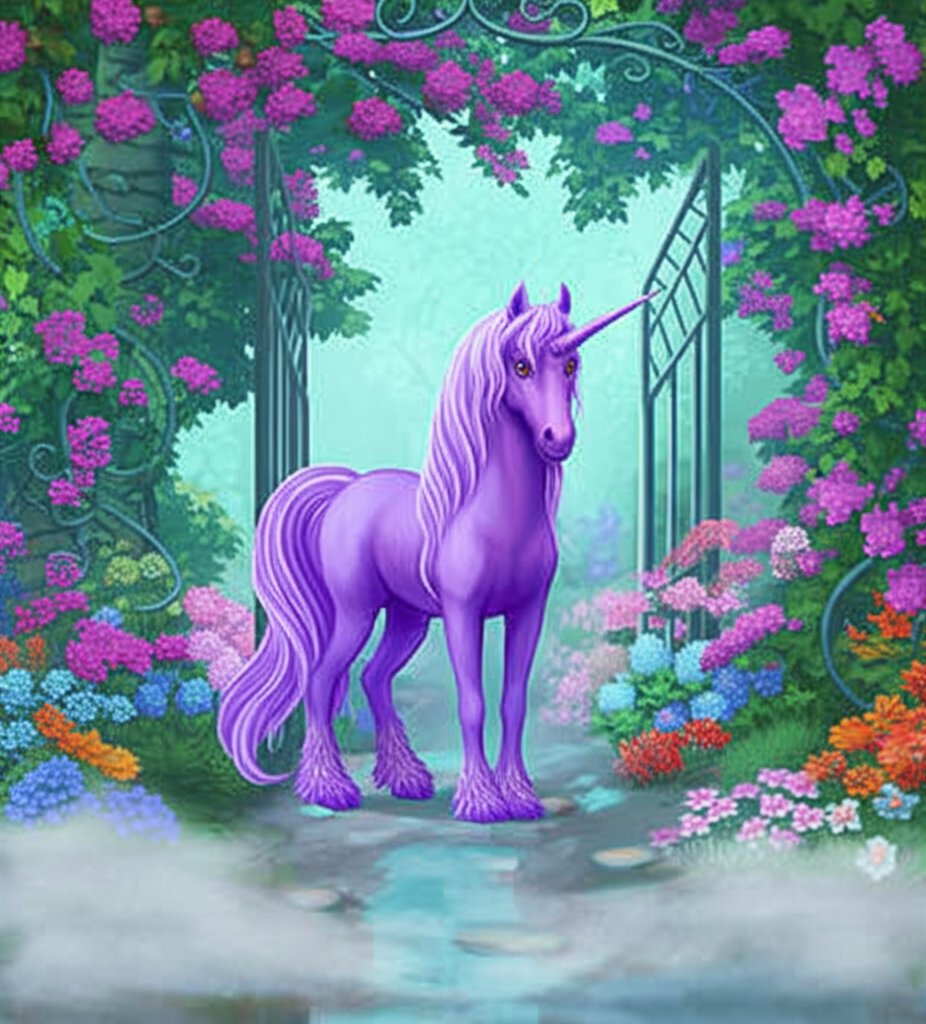 "El Misterio del Unicornio Violeta y el Jardín Escondido"