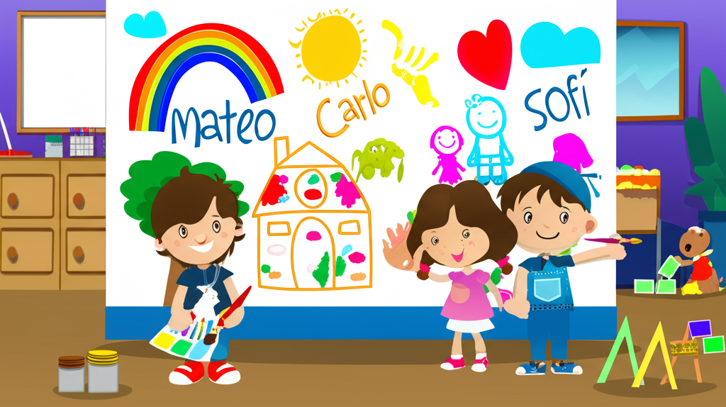 ¡El Arcoíris del Amor: La Aventura Artística de Mateo, Carlo y Sofi!