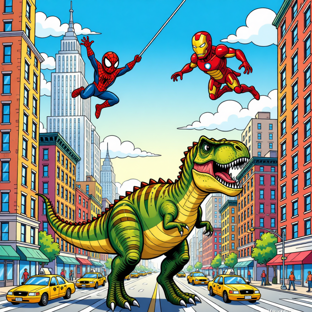 El Rugido del Tiempo: Spiderman y Iron Man contra la Invasión Prehistórica - ilustración 1