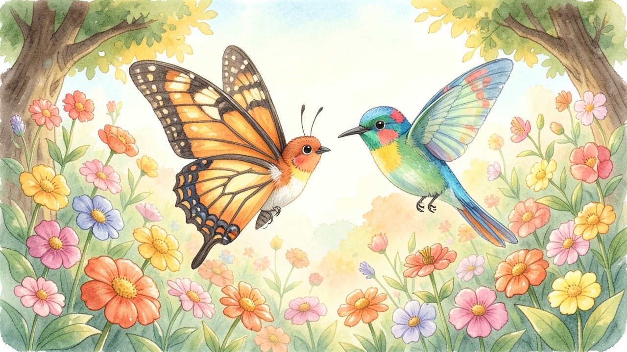 La Mariposa y el Colibrí: Una Historia de Amistad y Competencia