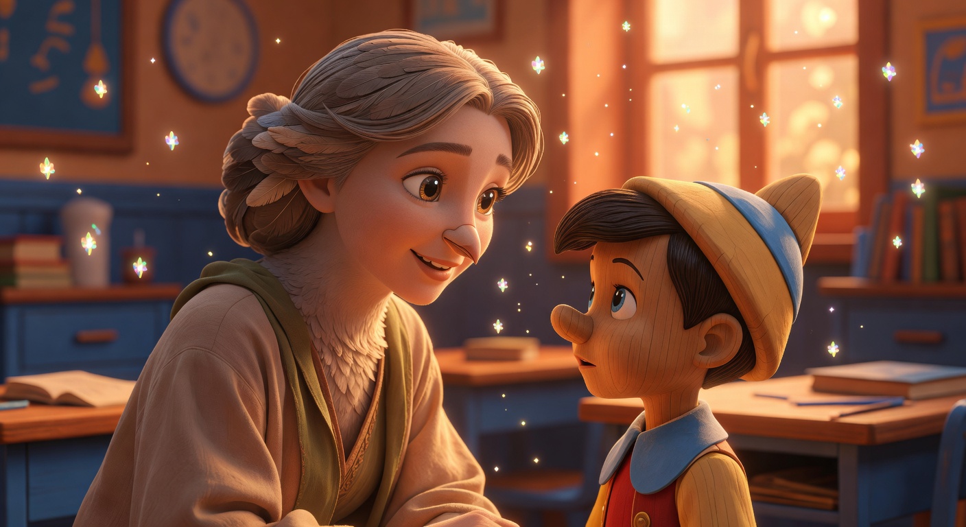 Pinocchio e il Primo Giorno di Scuola - illustrazione 1