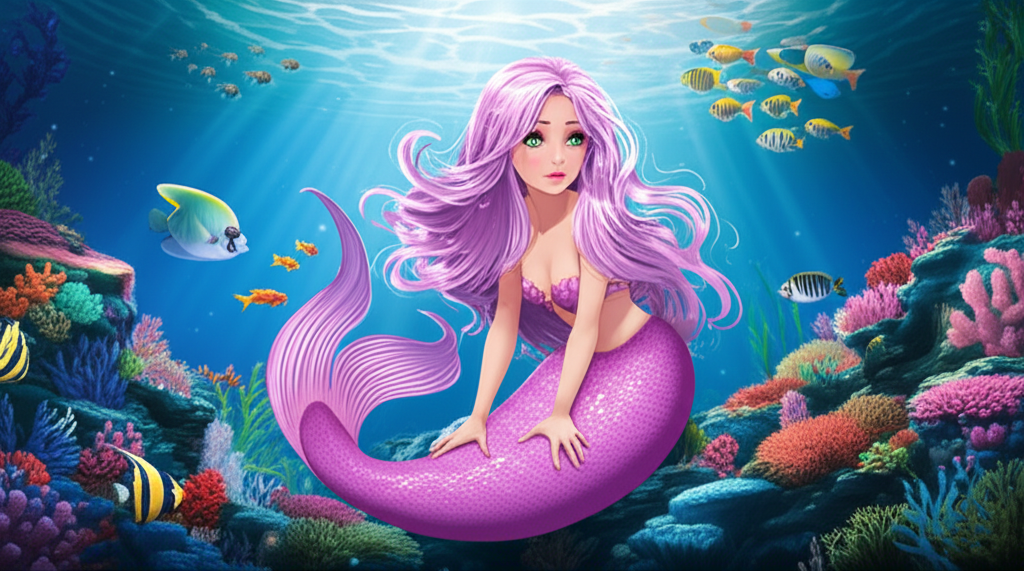 Purpurina: La Sirena de Pelo Morado y el Secreto del Jarro de Perlas