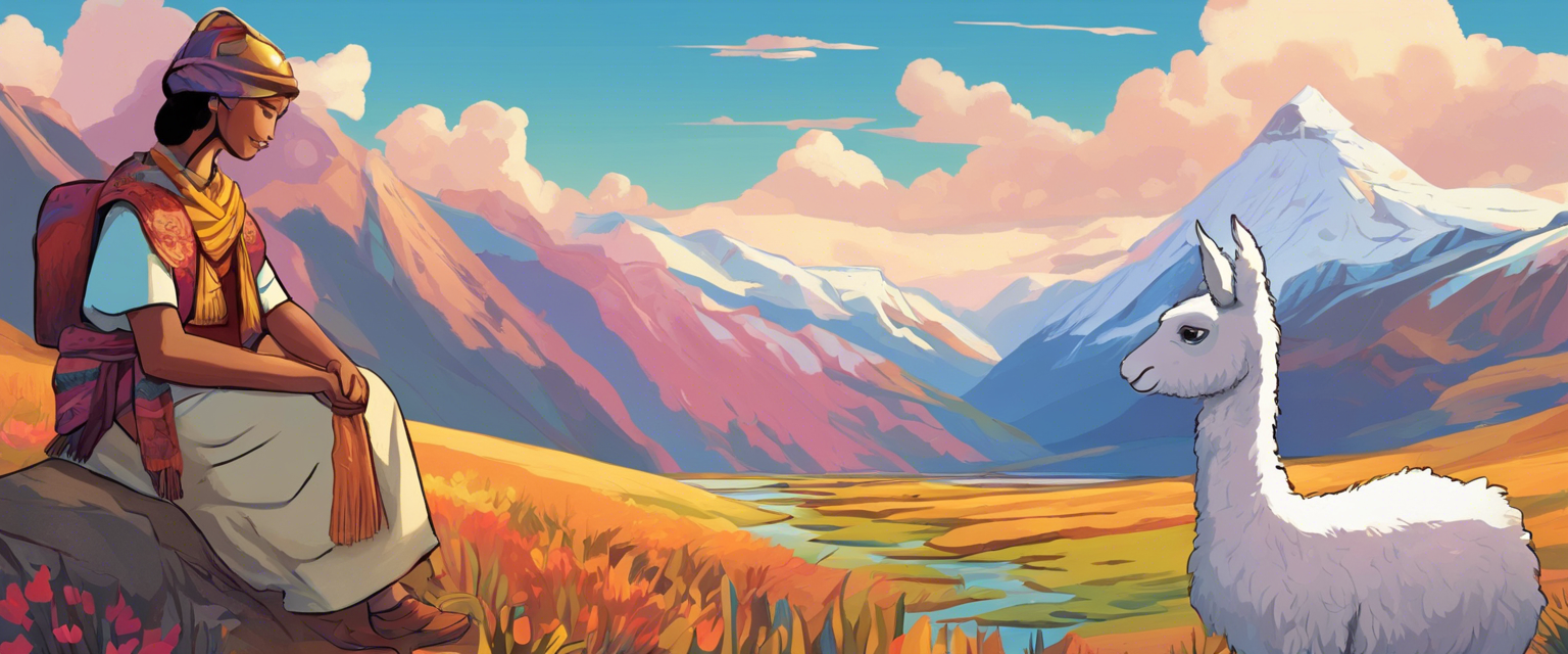 La llama y la pastorcita en el altiplano