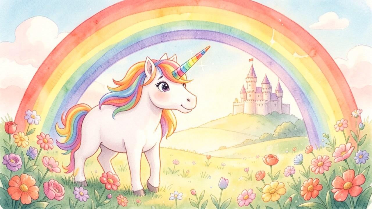 El unicornio guardián del castillo del arcoíris