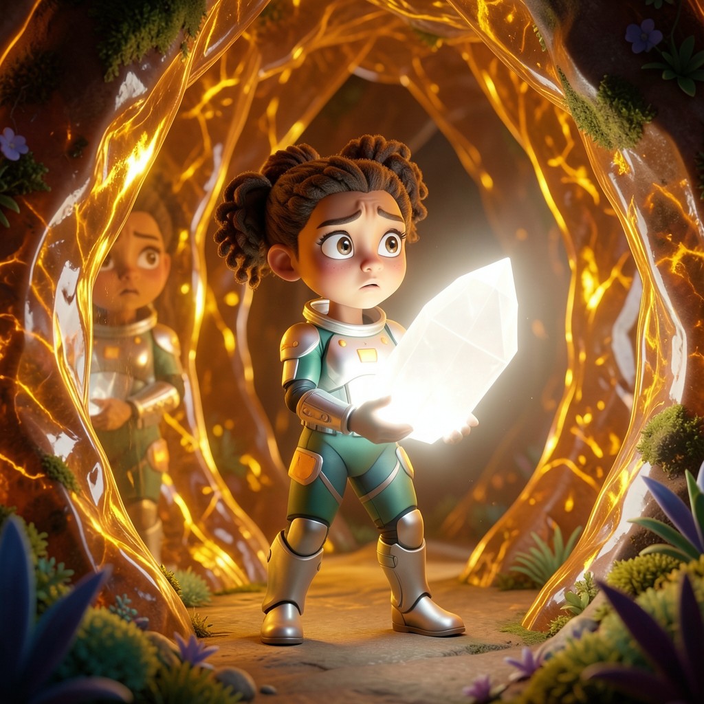 Elara y el Latido de Cristal: Una Aventura en el Planeta Espejismo - ilustración 1