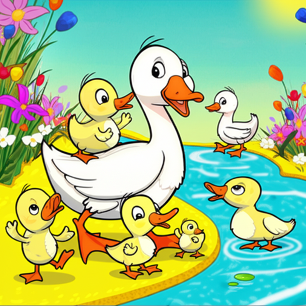 ¡La Aventura Acuática de Mamá Pata y sus Patitos Audaces!