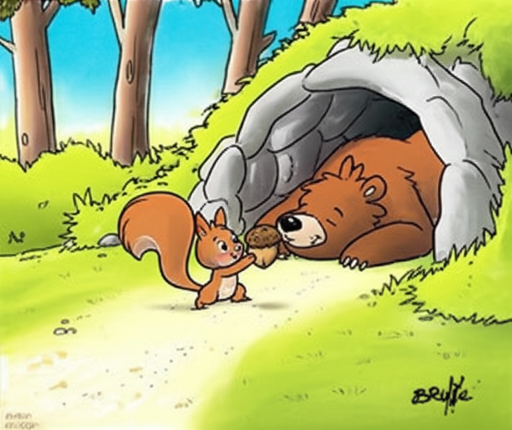 La Ardilla Ágil y el Oso Perezoso: Una Lección de Amistad